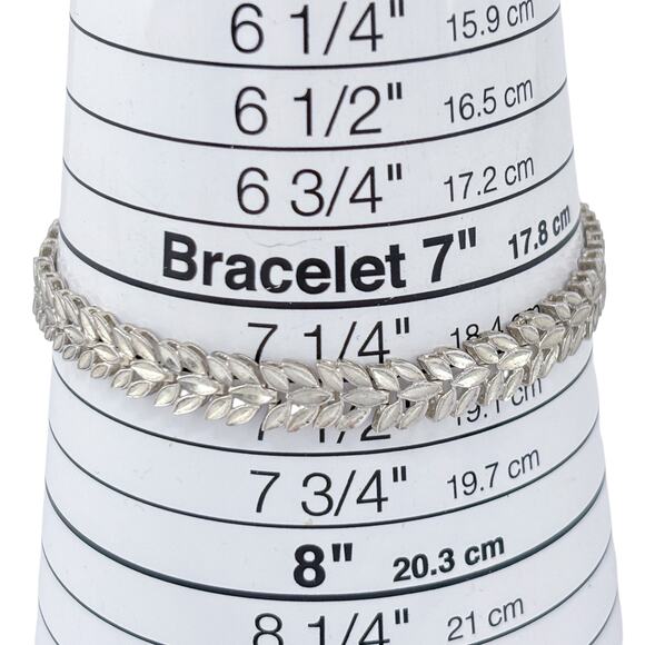 Estate Peru Sterling Silver 925 7.4mm Bolivian Leaf Bracelet 7.5" - Picture 7 of 8